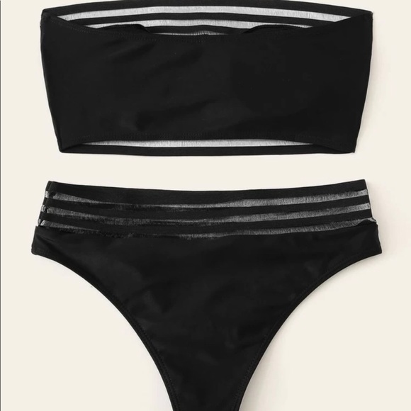 Black Mesh Detailing Bikini - Picture 2 of 2